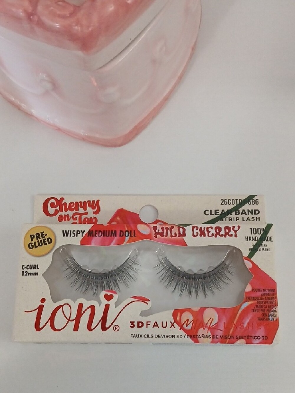 ioni Wild Cherry False Eyelashes - Black Pre Glued Set Of 2 Faux Mink - Picture 4 of 5